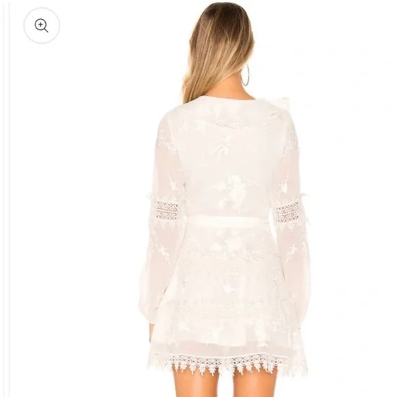 Tularosa x Revolve Pixie Ivory Lace Wrap mini cocktail wedding dress women sz M - Picture 2 of 8